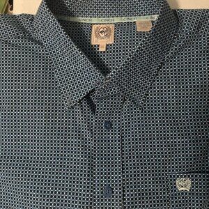 CINCH Men's XL button cowboy western long sleeve shirt blue dress
